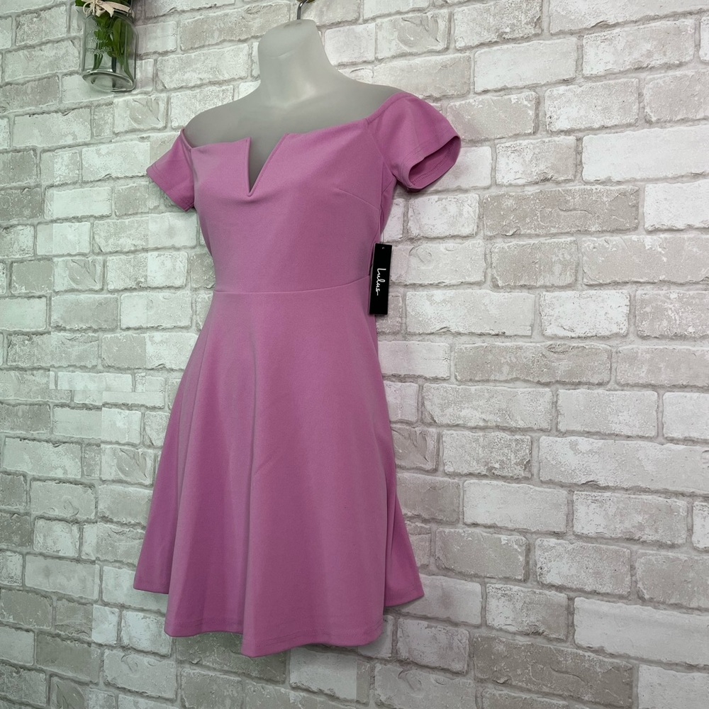 NWOT Lulu’s Lavender Purple Off-The-Shoulder Mini Dress - Picture 2 of 11